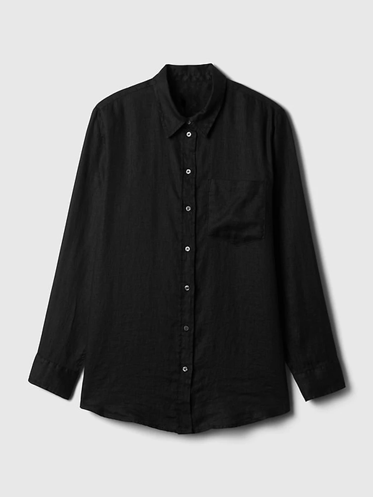 Pleated Satin Boyfriend Shirt