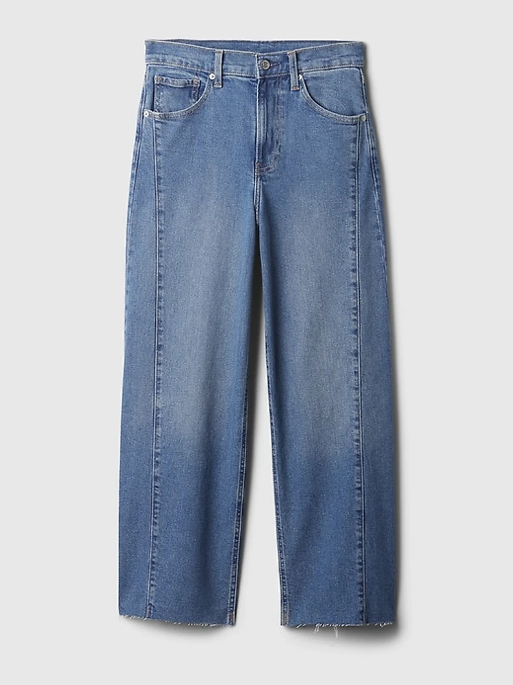 High Rise Stride Wide-Leg Ankle Jeans