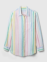 Pleated Satin Boyfriend Shirt