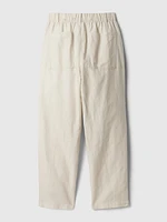 High Rise Linen-Cotton Pull-On Pants