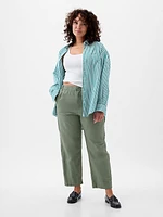 High Rise Linen-Cotton Pull-On Pants