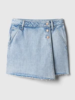 Denim Wrap Mini Skort