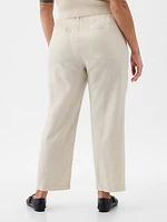 High Rise Linen-Cotton Pull-On Pants