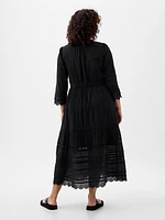 Textured Crinkle Lace Midi Dress