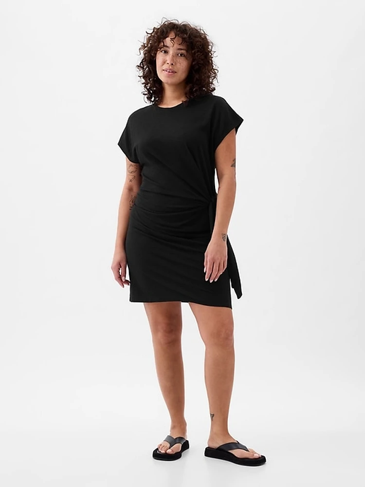 Tie-Knot Mini T-Shirt Dress