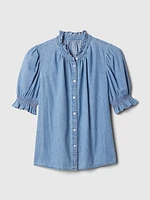 Puff Sleeve Denim Shirt