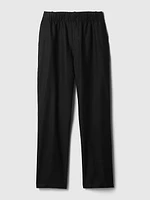 High Rise Linen-Cotton Pull-On Pants