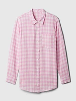 Pleated Satin Boyfriend Shirt