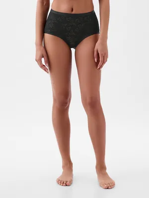 High Rise Floral Lace Brief