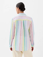 Pleated Satin Boyfriend Shirt