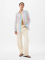 Pleated Satin Boyfriend Shirt