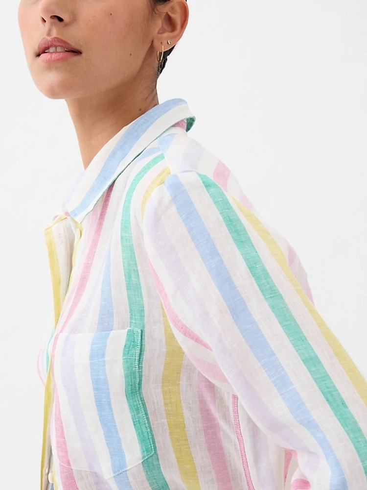 Pleated Satin Boyfriend Shirt