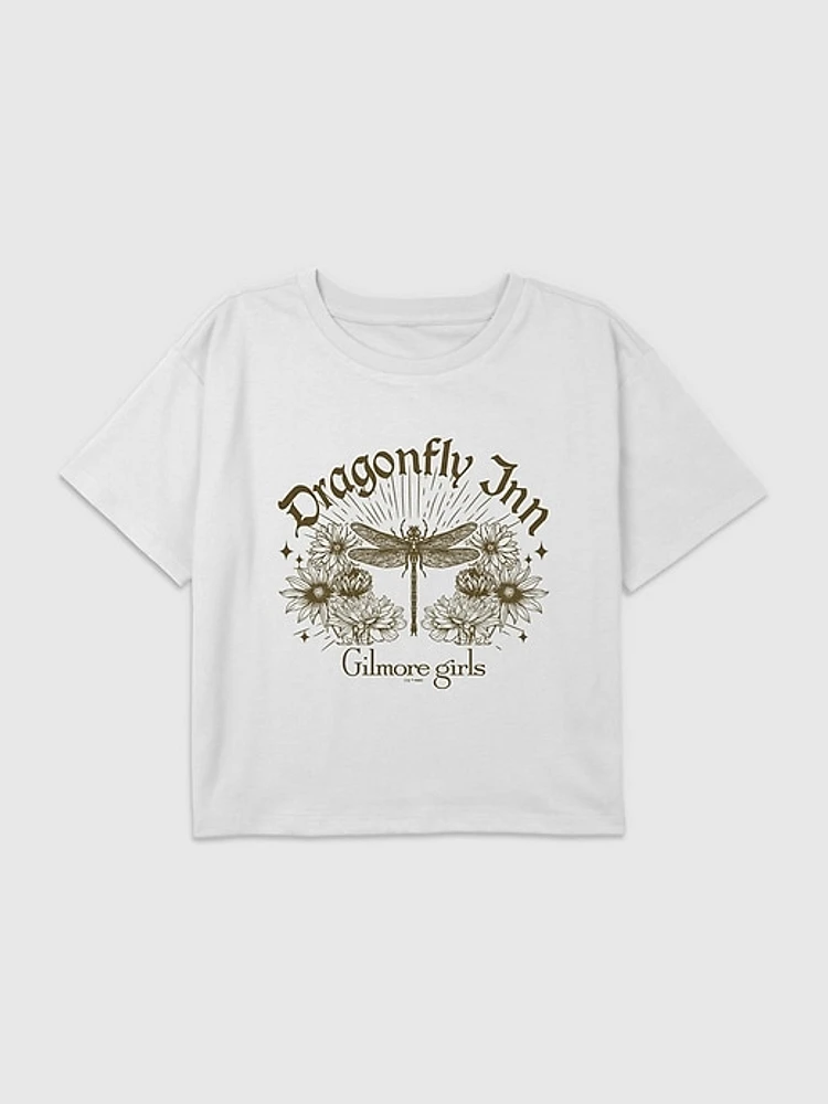 Kids Gilmore Girls Dragonfly Inn Graphic Boxy Crop Tee