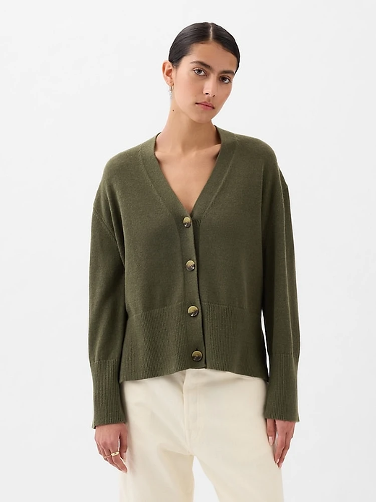 24/7 Split-Hem Linen-Blend Oversized Cardigan