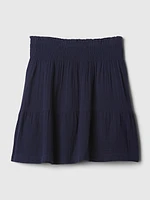 Crinkle Gauze Tiered Mini Skirt