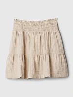 Crinkle Gauze Tiered Mini Skirt