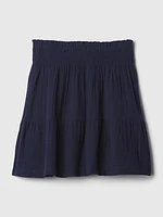 Crinkle Gauze Tiered Mini Skirt