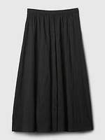 Textured Crinkle Pull-On Midi Skirt