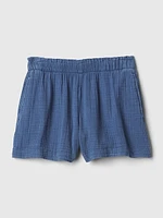 Crinkle Gauze Denim Easy Shorts