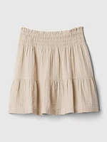 Crinkle Gauze Tiered Mini Skirt