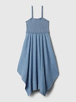 Denim Handkerchief Hem Midi Dress