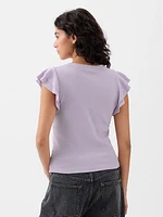 Essential Rib Flutter Sleeve Shirt