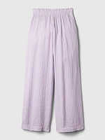 Mid Rise Crinkle Gauze Wide-Leg Pants