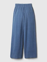 High Rise Crinkle Gauze Wide-Leg Pants