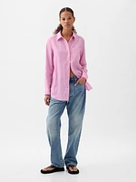 Pleated Satin Boyfriend Shirt