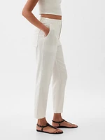 High Rise Linen-Cotton Pull-On Pants