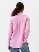 Pleated Satin Boyfriend Shirt