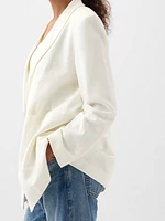 Linen-Cotton Belted Blazer