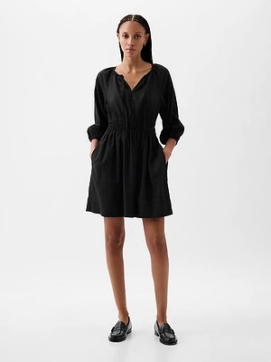 Linen-Blend Mini Dress