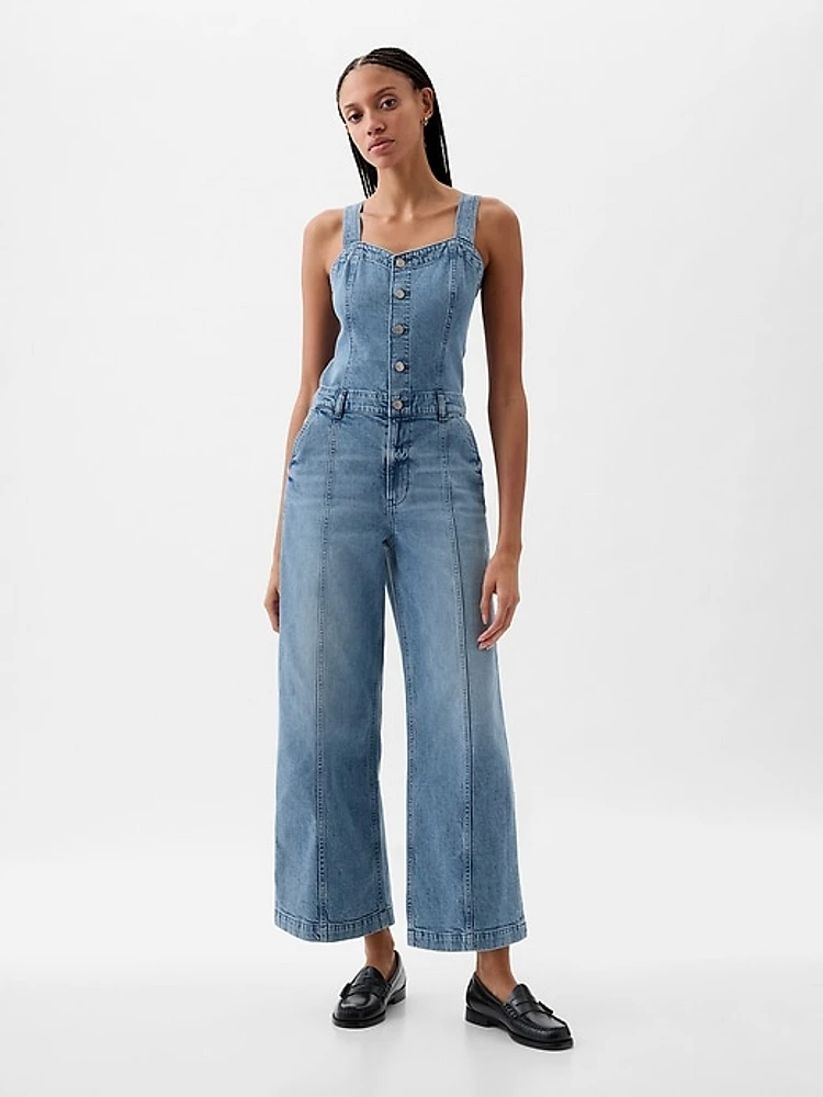 Wide-Leg Denim Jumpsuit