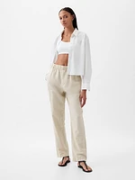 High Rise Linen-Cotton Pull-On Pants