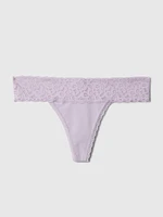 Organic Stretch Cotton Lace-Trim Thong