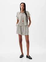 Linen-Blend Cropped Shirt