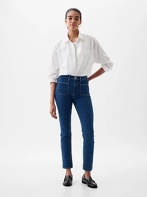 Mid Rise Split-Hem Vintage Slim Jeans