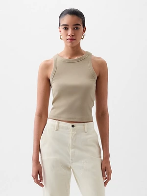 Modern Rib Cropped Halter Top