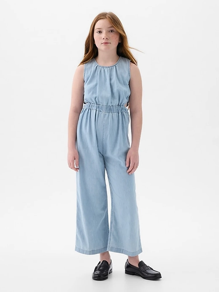 Kids Denim Cutout Jumpsuit