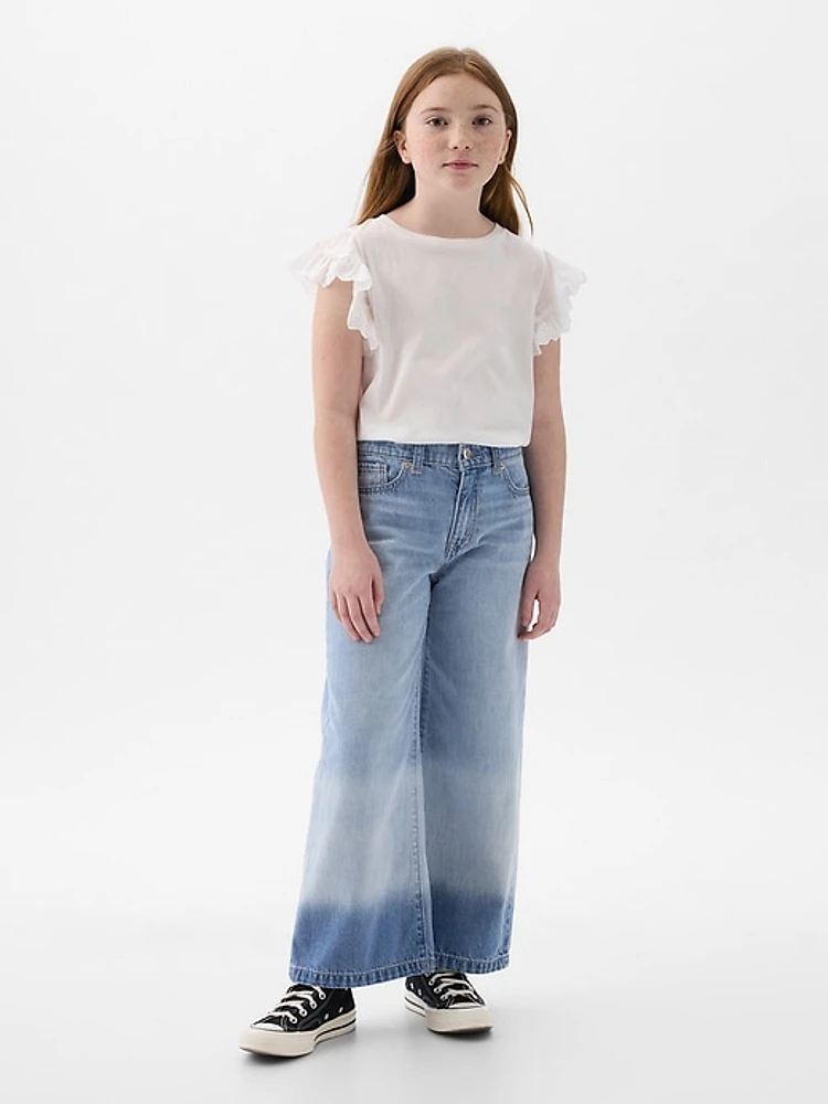 Kids High Rise Stride Wide-Leg Ankle Jeans