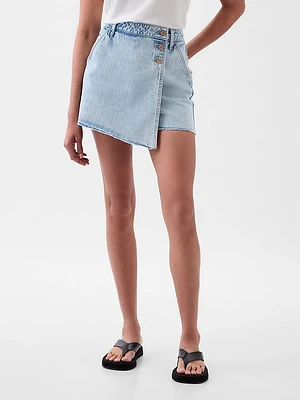 Denim Wrap Mini Skort