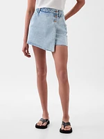 Denim Wrap Mini Skort