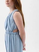 Kids Denim Cutout Jumpsuit