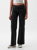 Low Rise Stride Wide-Leg Cargo Jeans