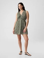 Textured Crinkle Empire Waist Mini Dress