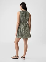 Textured Crinkle Empire Waist Mini Dress