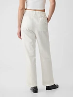 High Rise Linen-Cotton Pull-On Pants