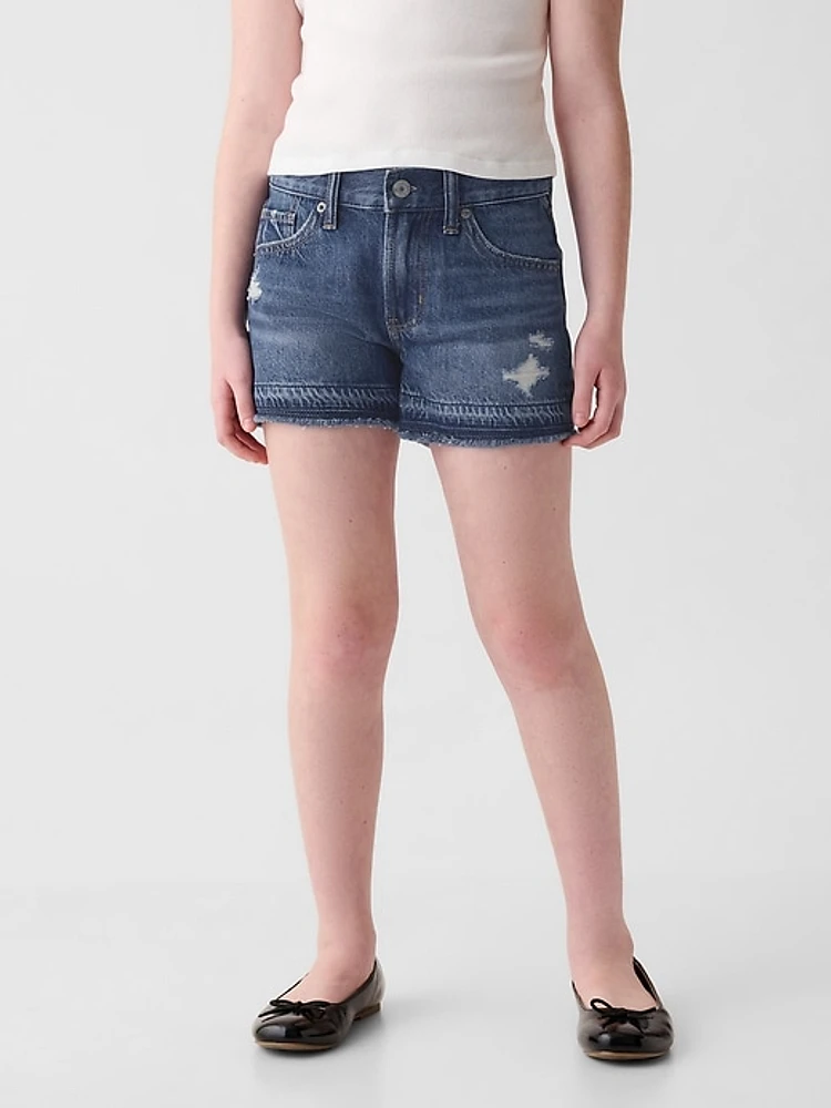 Kids Low Rise Denim Shorts