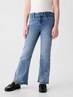 Kids High Rise Embroidered '70s Flare Jeans